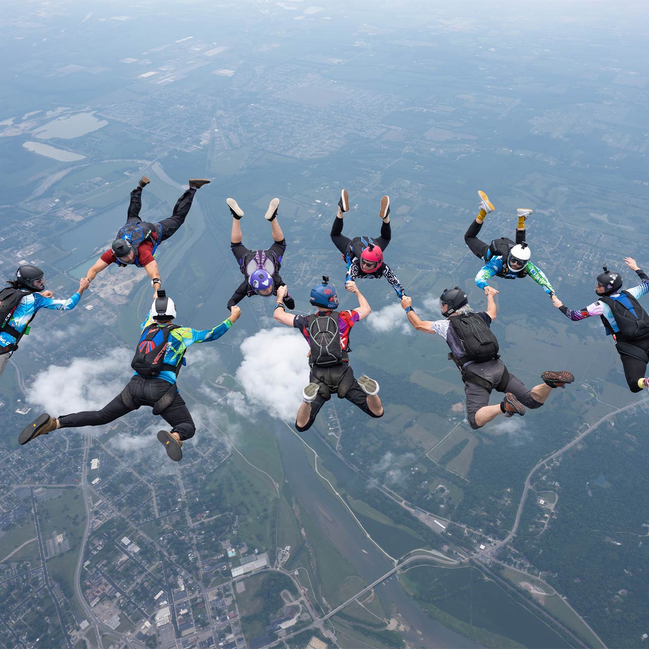 9 way skydiving belly formation